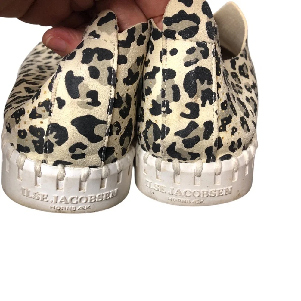 Ilse Jacobsen Leopard Platform Tulip Slip On Flats Shoes Sz 40 Comfort Casual